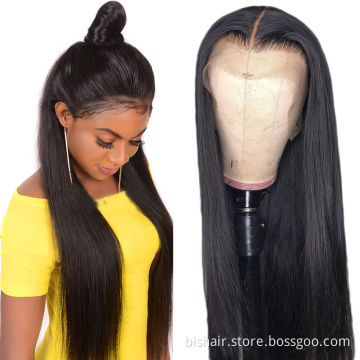 Straight Lace Closure Wigs Human Hair Wigs For Black Women 4x4x1 T Part Brazilian Lace Front Wigs Pre Plucked With Baby Hair